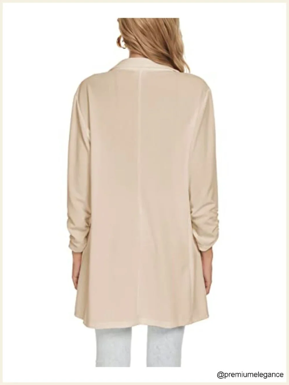 Women's 3/4 Sleeve Blazer Notch Lapel One Button Long Jacket